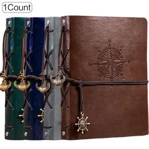 Compass Pattern Vintage Loose-leaf Binder Paper, 1 Count 80 Sheets Retro Style Loose-leaf Notebook, Office Stationery & Supplies, Vintage Leather Journal