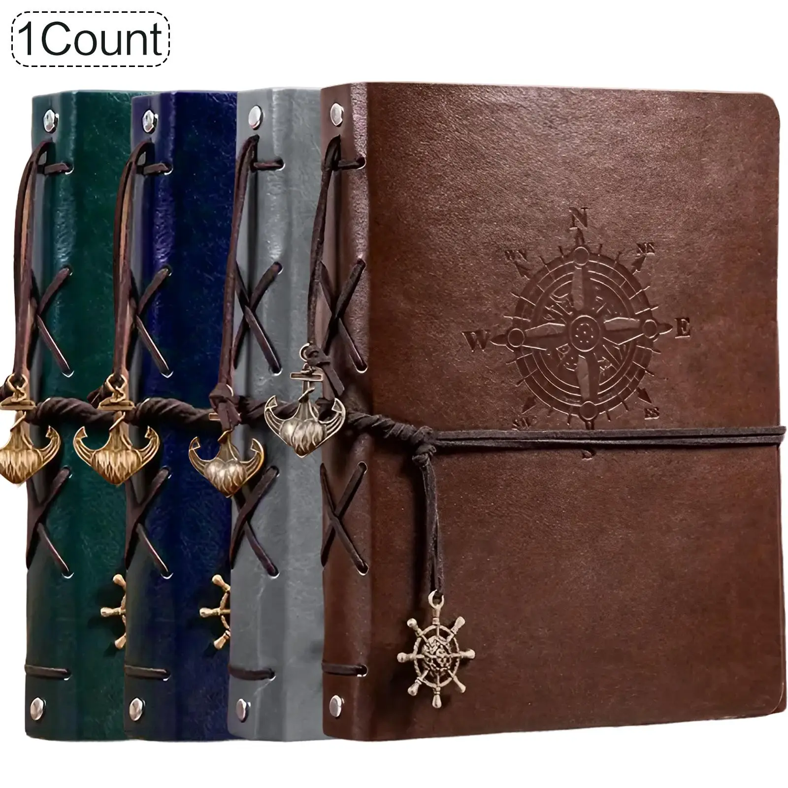 Compass Pattern Vintage Loose-leaf Binder Paper, 1 Count 80 Sheets Retro Style Loose-leaf Notebook, Office Stationery & Supplies