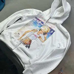 Vigilant Magazine White Zipup Hoodie with Unique Graphic Print and Dotted Design