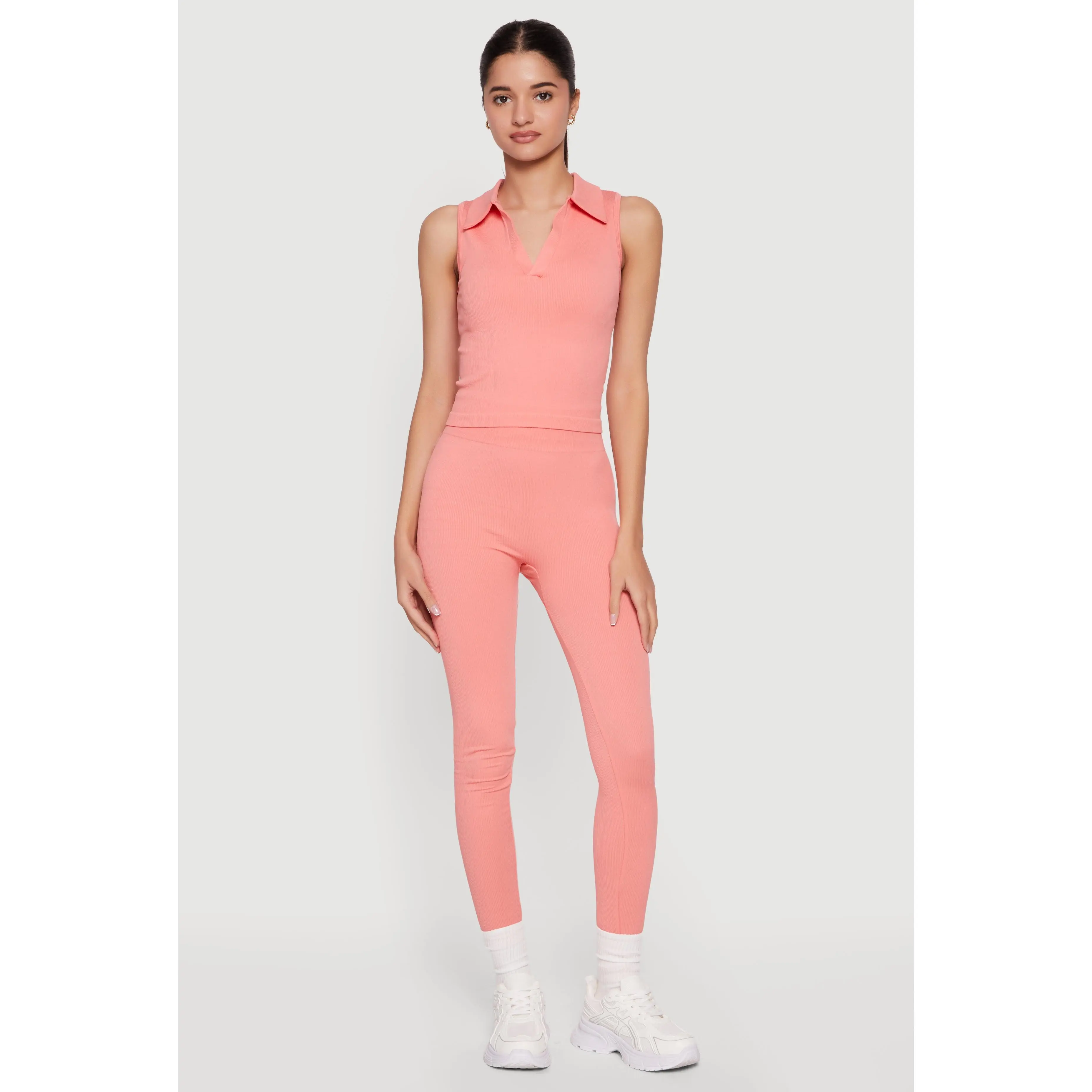 High Waisted Seamless Compression Rib Leggings