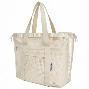 B2LOVER Large Capacity Beach Tote Bag with Waterproof Storage Pouch Bath Bag Portable Foldable Drawstring Bath Travel Toiletry Bag Gym Swim Beach Storage Organizer Multi-Purpose Ventilated Travel Organizer Toiletry Bag Makeup Bag Mesh Tote for the Beach