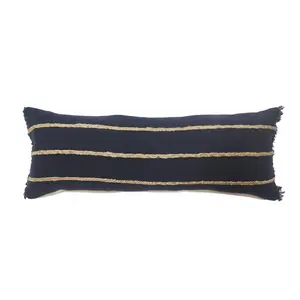 360 stand Home Decorative Cushion - Set of 2, 14x14x36 in. Blue Solid Color Zippered 100% Cotton Throw Pillows