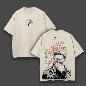 Kento Nanami Jujutsu Kaisen Japanese Anime Oversized Graphic Tee Vintage Y2K Double Printed Acid Washed Cotton T-Shirt Unisex Streetwear, Top Game Manga Movie Gift Lover Merch