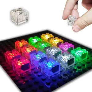 2x2 Classic Transparent LED Light Brick Set, 14-Piece Building Block Accessory Kit, Compatible with Lego and Small Particle Brands