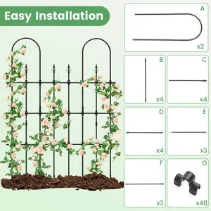 COSTWAY - 58 x 73 Inch Outdoor Garden Rose Arch Trellis for Climbing Plants