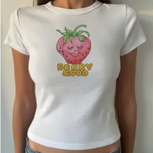 Cute Strawberry Baby Tee – Retro Cute Aesthetic Top