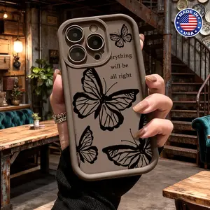 Minimalist Butterfly Floral Quote Pattern Case for iPhone 17 16 15 14 Pro Max 13 12 11 XR XS Plus Slim Shockproof Anti Drop Protective TPU Cover