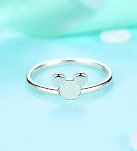 Genuine 925 Sterling Silver Creative Mouse Design Ring (Size 6-8)