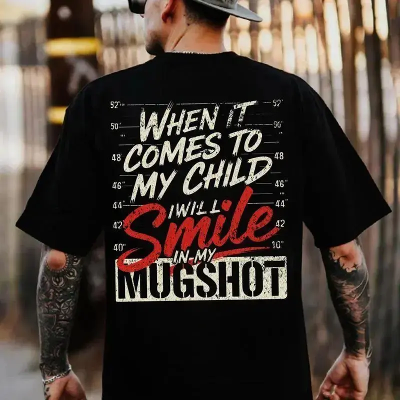 Men's Unisex Cotton Short-Sleeve Casual T-Shirt - Dad Gift with "When It Comes To My Child" Protective Parent Bold Prints, Loving Heartfelt Design, Shortsleeve