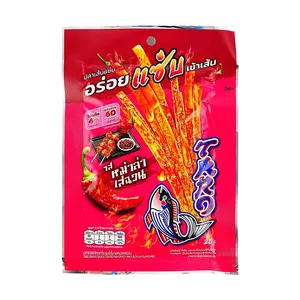 TARO Thai Dried Shredded Cod Fish Snacks - Spicy Sichuan Flavor, 18g - Savory Seafood Jerky for On-the-Go Snacking