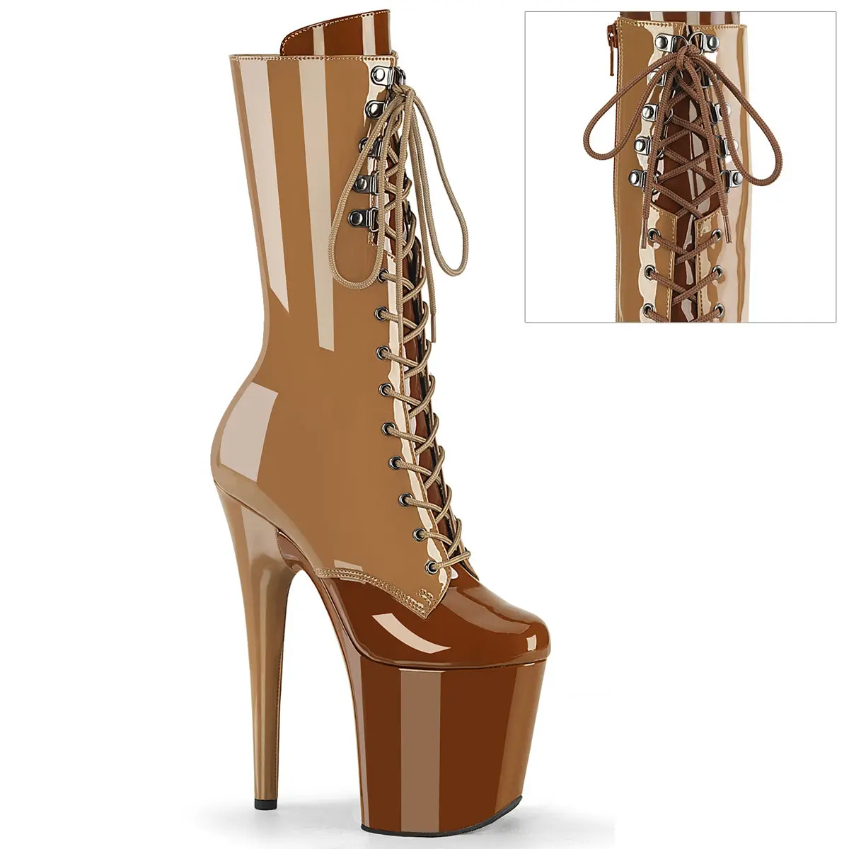8 Inch Heel FLAMINGO-1054DC Toffee Caramel Platform Boot