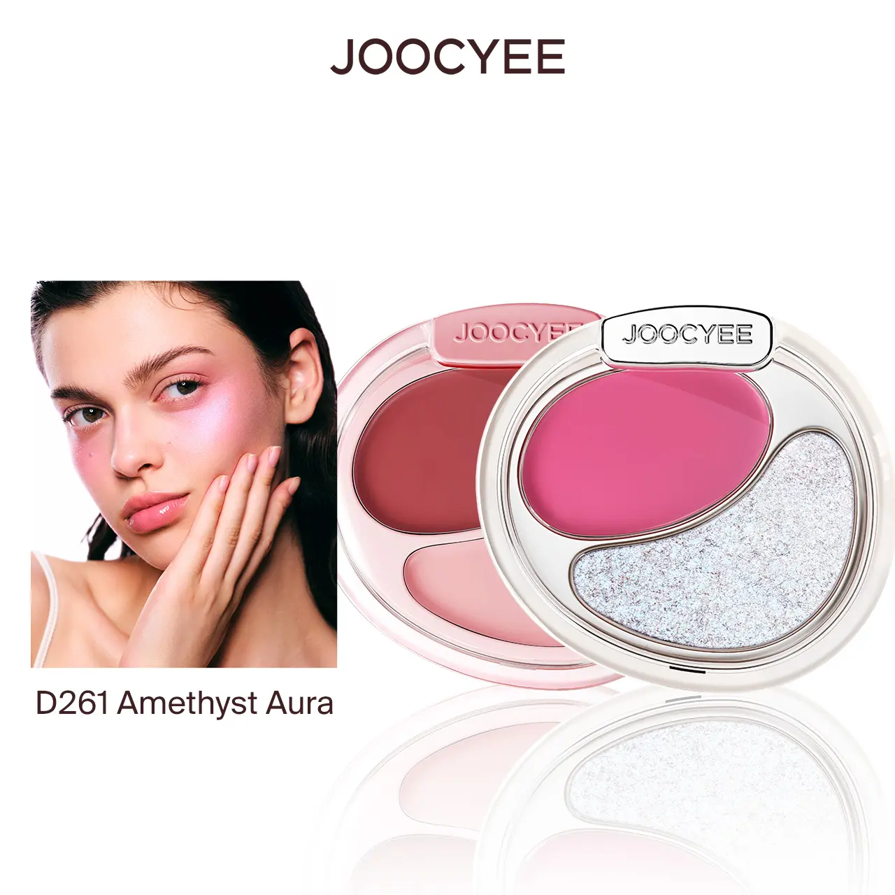 JOOCYEE Dual Color Blush - Cream Blusher & Powder Highlighter 2in1, Pink Brightening Powder, Natural Glow, Easy Blend, 2-in-1 Face Palette for Party, Travel, Gift, Summer Refresh campingessentials