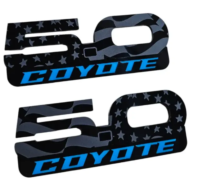 Aftermarket custom emblems compatible with Mustang Coyote 5.0 Emblems Multiple Styles & Colors