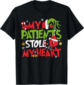 100% Cotton My Patients Stole My Heart Merry Christmas Xmas Nurse Doctor T-Shirt Women Men