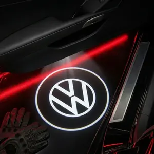 2 Pcs Volkswagen Carbon Fiber Welcome Light Set, Car Door Projection Lamp, Laser Light, Modification Decoration Floor Lamp (batteries Not Included)