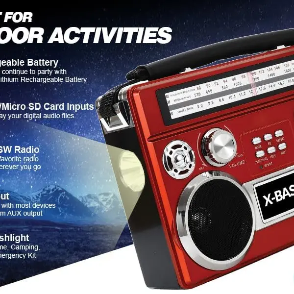 Supersonic SC-1097BT Retro AM/FM/SW 3-Band Portable Radio