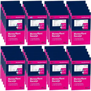 40 Packs  and Rent Receipt Book, 3-11/32" x 5-5/8" Rent Receipt Books, 2 Part Carbonless for Small Business, Receipt Pad with Consecutive Numbering & Wraparound Cover, 40 Sets per Book