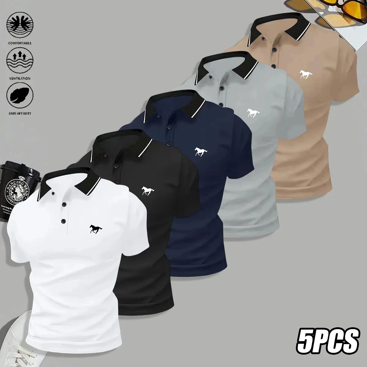 White + Black + Blue + Gray + Khaki