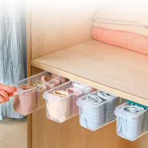 2pcs Wall-Mounted Sock Organizer Box, Drawer Style Underwear Storage Box, Hidden Closet Divider Organizer for Clothes