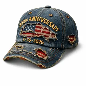 Patriotic USA Hat – 1776–2026 Anniversary Cap, Distressed American Flag Baseball Hat, Independence Day Gift for Veterans