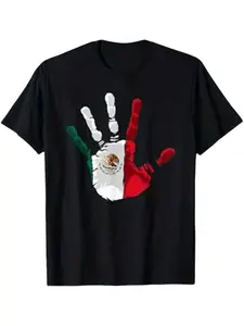 Mexican Style Handprint Pattern Shirt, Authentic Loose Fit Casual Top, Traditional Cultural Clothing, Comfortable and Stylish