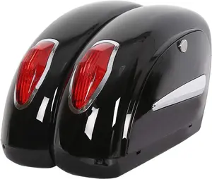 Universal Motorcycle Hard Saddlebag Trunk W/Brackets Lights & Locks Compatible with Honda Yamaha Harley Suzuki Kawasaki Motorcycle Saddle bags Luggage Bag (36L/Pair)