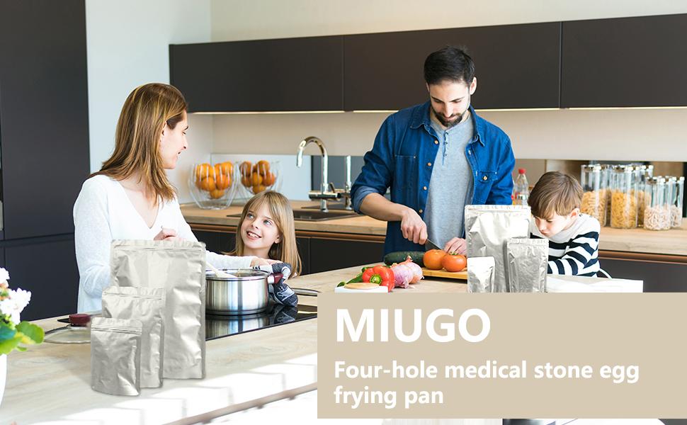 4-Cup Fried   Medical Stone Divided Omelet Skillet for Breakfast Compatible with Gas Stove & Induction Cooker 3-Inch  Holes PFOA Free Kitchen Cookware omelette Heart-Shaped Non-Stick Multifunctional frying small