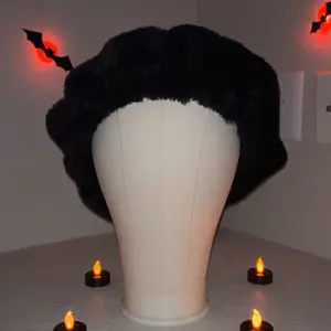 Black Fur Bonnet - Soft and Cozy, Silk On Inside
