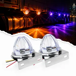 2PCS LED Watermelon Marker Lights, Dual-Color Steady Glow & Strobe Modes | Side Clearance & Chassis Lighting for Semi Truck, Trailer, Pickup, Van