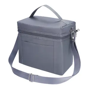REGALWOVEN Reusable Lunch Bag for Men, Leakproof Lunch Box for Work Picnic, Freezable Lunch Cooler Bag with Adjustable Shoulder Strap 9.4*5.5*9.1in Gray