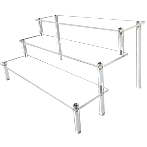 Acrylic Riser,Clear Display Risers Stand Perfume Organizer Cologne Acrylic Shelves 3 Tiered Cupcake Shelf for Amiibo Funko POP Figures Food Desserts Holder Collection Cosmetic Vendor Product