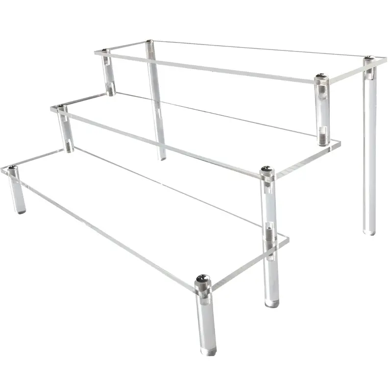 Acrylic Riser,Clear Display Risers Stand Perfume Organizer Cologne Acrylic Shelves 3 Tiered Cupcake Shelf for Amiibo Funko POP Figures Food Desserts Holder Collection Cosmetic Vendor Product