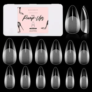 Makartt Almond Nail Tips, 500pcs Medium, Clear Pre-Buffed, 10 Sizes, Soak-Off Soft Gel, Professional Acrylic Press-Ons for DIY Nail Art Nail Care Nail Polish