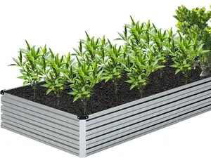 12x4x1FT Galvanized Raised Garden Bed Kit,Vegetable Boxes-Rectangle Metal Flower Box,Large Planter Raised Beds Outdoor Garden for Planting,Fruit...
