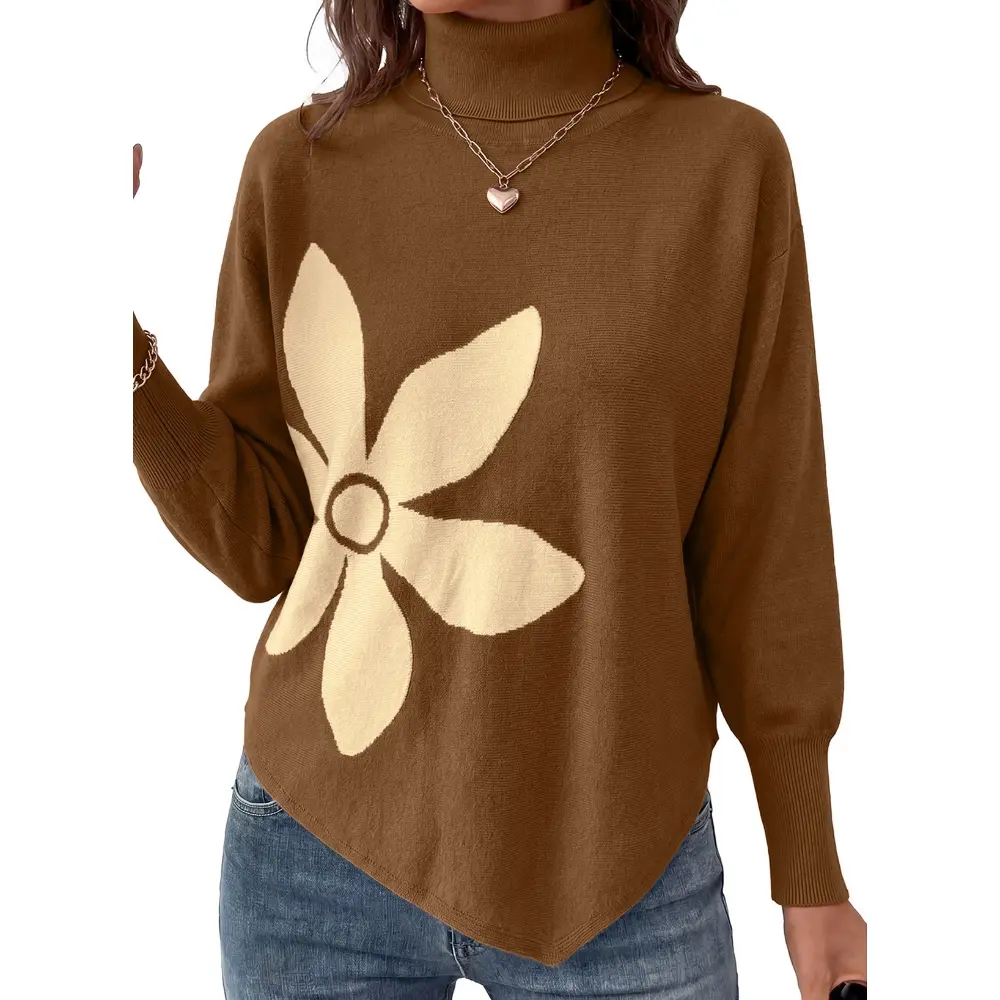 Dokotoo Women's Casual Long Sleeve Sweaters Loose High Neck Knit Solid Pullover Sweater Jumper Tops