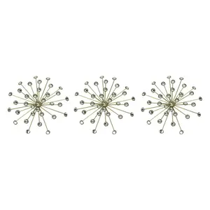 Jeweled Metal Bursting Star Wall Mounted Hanging Sculpture Set of 3 Burst
