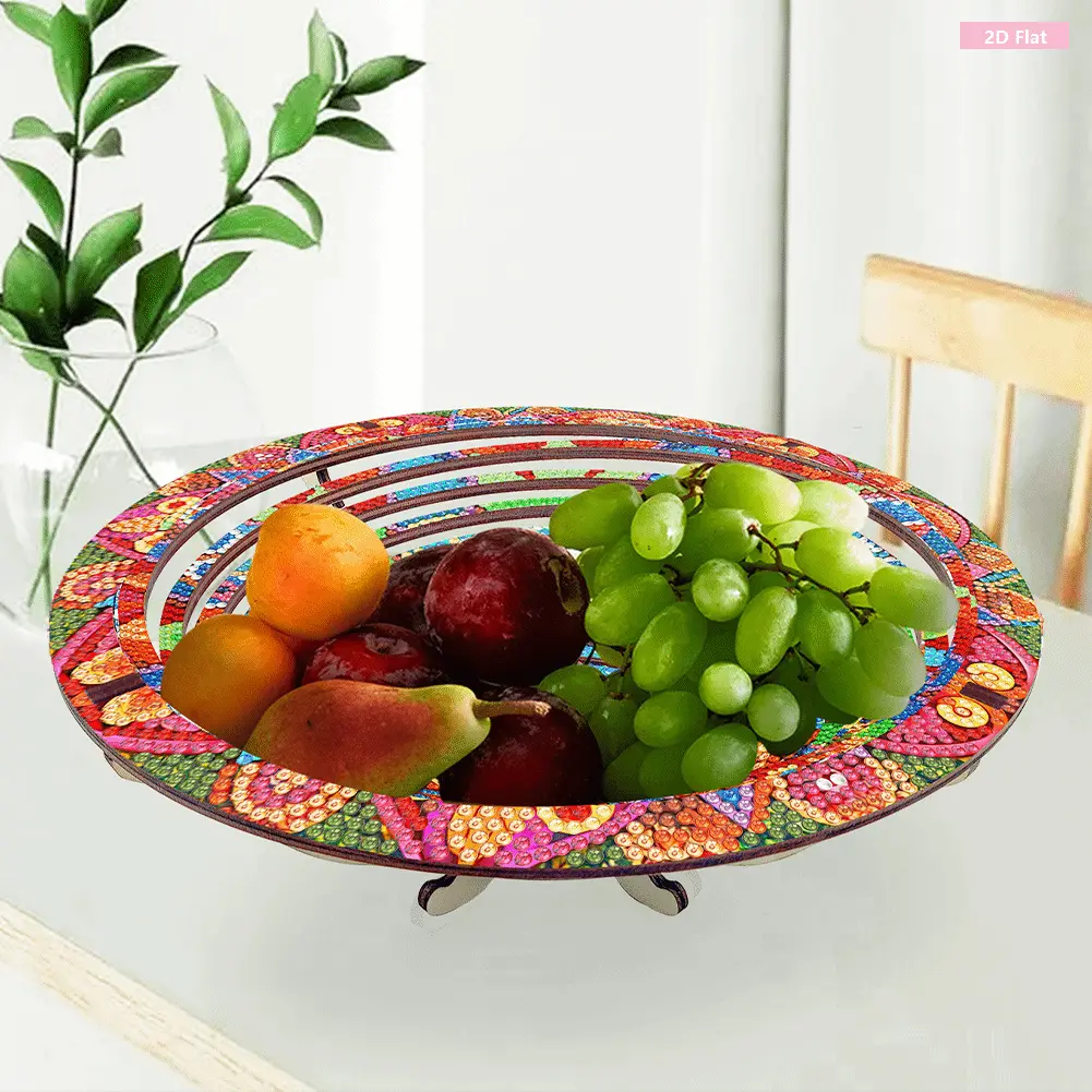 Diamond Painting Kit DIY Diamond Wooden Snack Storage Tray Diamond Art Painting Candy Plate DIY Handmade Dot Diamond Decorative Plate for Parties Festivals Family Gatherings
