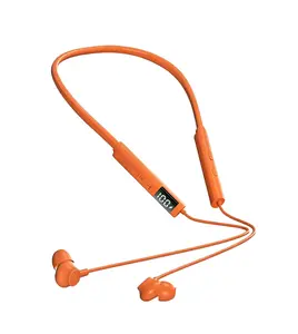 New Matte Neckband Wireless Bluetooth Earbuds, LED Digital Battery Display, 72H Long Playtime, IPX4 Sweat Resistant, Magnetic Tangle-Free for Gym Commute Office