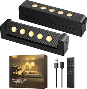 LED Spotlights Indoor, 5500mAh Rechargeable 300 Lumen Spot Lights Indoor, Wireless Uplights with Daily Auto Timer＆Dimmable, Picture Lights for Plants Display Painting Artwork