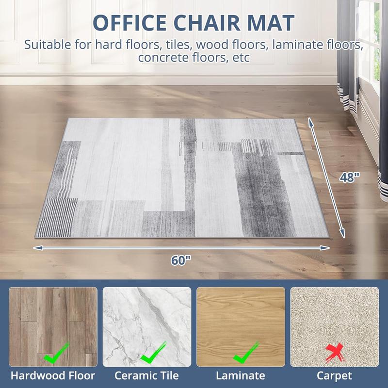 Office Chair Mat, Chair Mat for Hard Floors 48 x 60 Inches, Modern Desk Chair Mat, Floor Mat for Office Chair Low Pile, Non Slip Mat for Under Desk Hardwood Floor, Computer Chair Mat for Hardwood