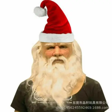 Grandpa with a big beard wears a Christm