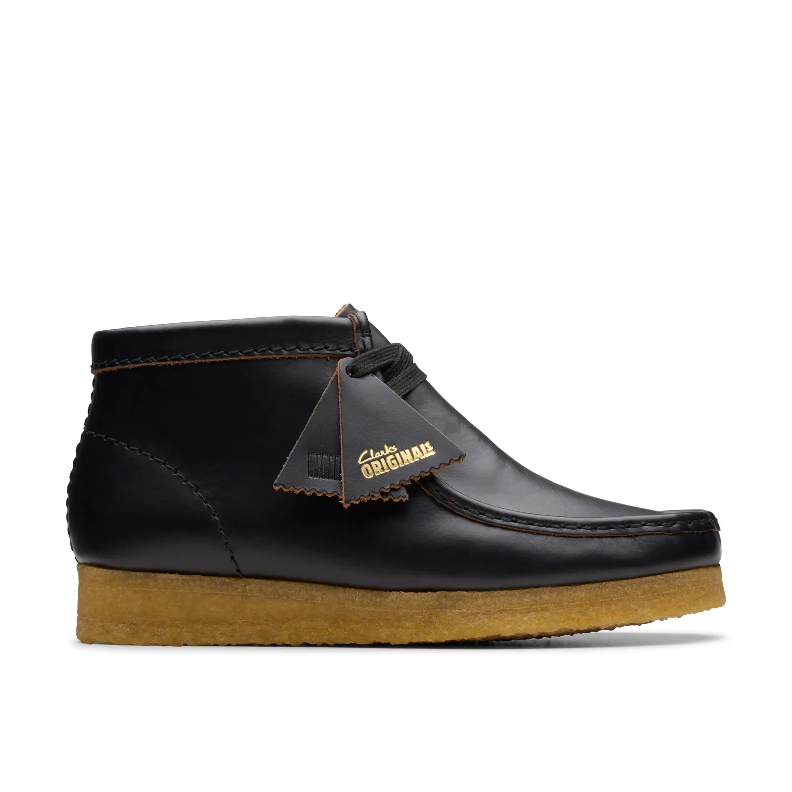 Clarks Wallabee Boot 26177715 Womens Black Leather Lace Up Chukkas Boots