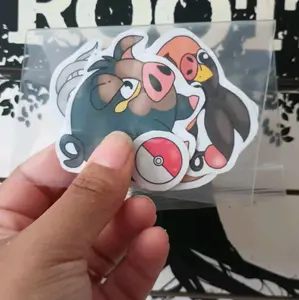 Pig Pokemon Sticker Pack - 6 sticker set of piggy pokemon and items. Waterproof laminated hand cut stickers