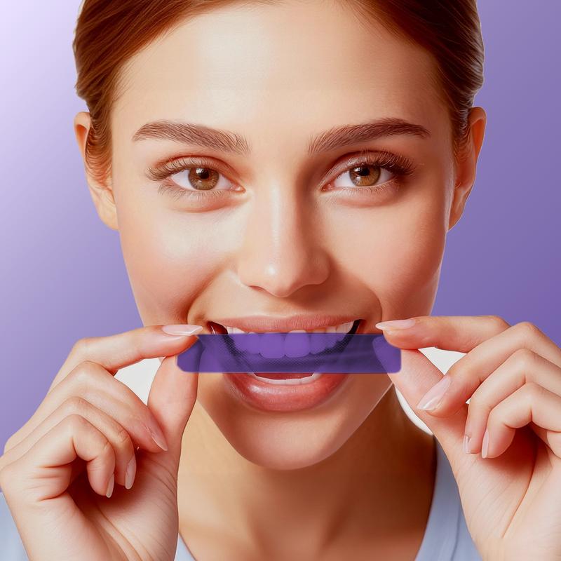 Woadee Whitening Strips, Purple Colour-Correcting Teeth Brightening Strips, Gentle Stain Removal & Whitening Care