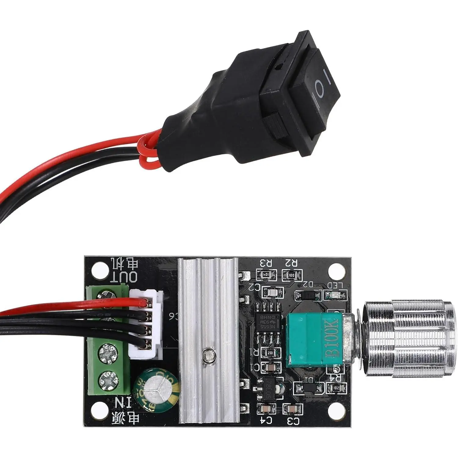 1203BB Wired Compact Metal PWM DC Motor Speed Controller Driver for Home Improvement Lighting Accessories - 6-24V Adjustable PWM, Max 3A/80W, Forward Direction Control, Stop Function, 5 * 3.2 * 1.5Cm DC Power Supply Compatible