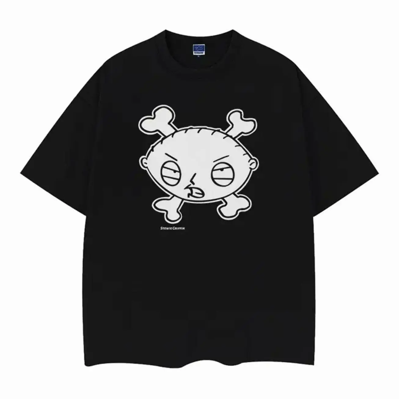 Family Guy "Stewie Griffin" Vintage Oversized Tee Anime T-shirt 100% Cotton Original Design DTG Printing Top Casual Black Man Menswear Tshirt PS7