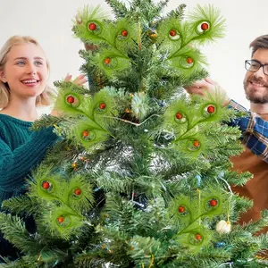 Christmas Tree Decorations Set, 8 Pieces Artificial Branches with Balls, 16.9 Inch Holiday Home Garland Craft Supplies