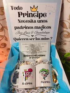 Padrinos magicos de niño - Godparents proposal for boy with a set of mugs 11oz