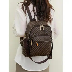 Fashion Simple Durable PU Leather Backpack – Casual Versatile Zipper School Bag, Trendy High-Quality Daily Commuting & Everyday Use Backpack