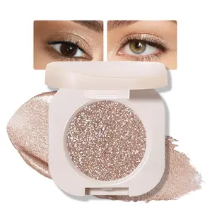 Glitter Shimmer Sparkle Eyeshadow Palette Makeup for Older Women, Glitter Light Brown Shimmer  Holographic  Cream Iridescent Single Monochrome Eye Shadow Makeup